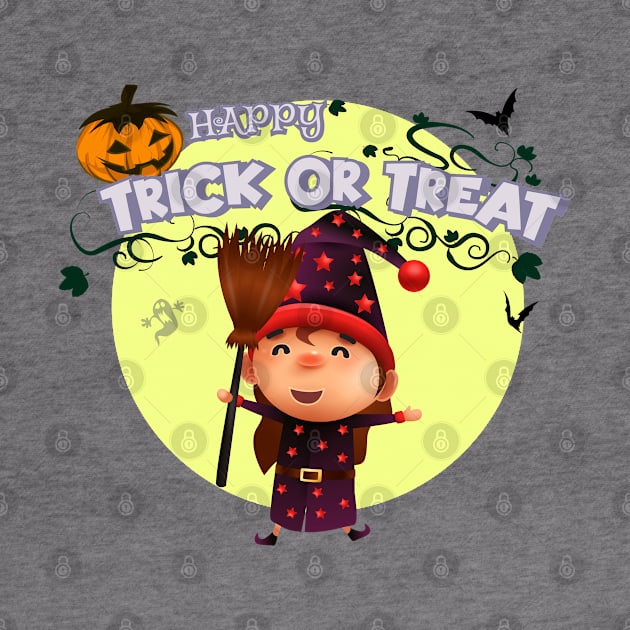 Cute cartoon Happy Halloween.Trick or Treat. by Longgilbert